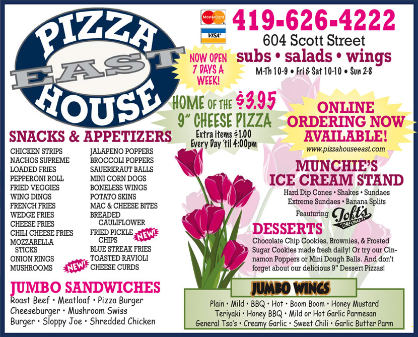 Pizza House East daily specials